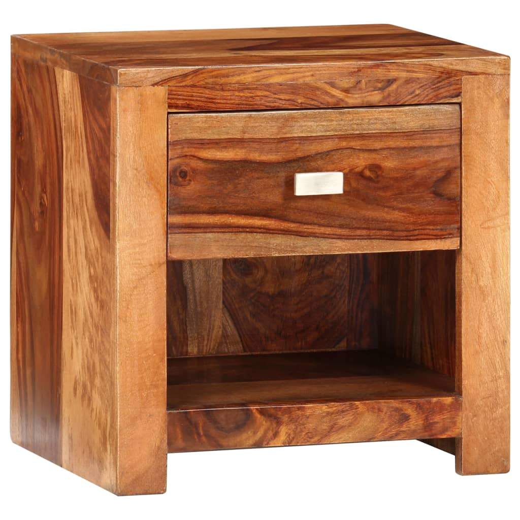 vidaxl35- Nightstand With 1 Drawer Solid Sheesham Wood