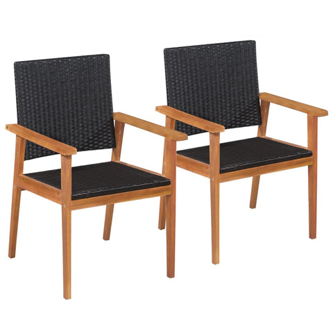 Outdoor Chairs 2 pcs Poly Rattan Black and Brown