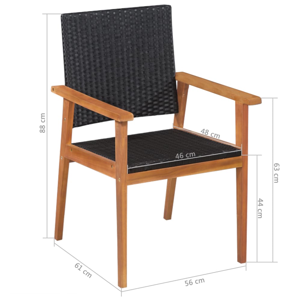 Outdoor Chairs 2 pcs Poly Rattan Black and Brown