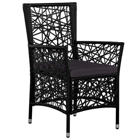 Outdoor Chairs 2 pcs with Cushions Poly Rattan Black