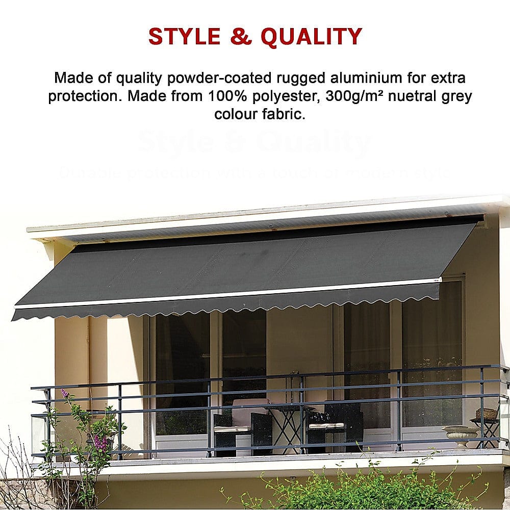 Outdoor Folding Arm Awning Retractable Sunshade Canopy Grey