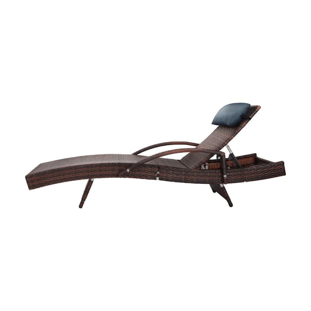 Outdoor Sun Lounger Wicker Lounge Day Bed Sofa Patios Setting Furniture