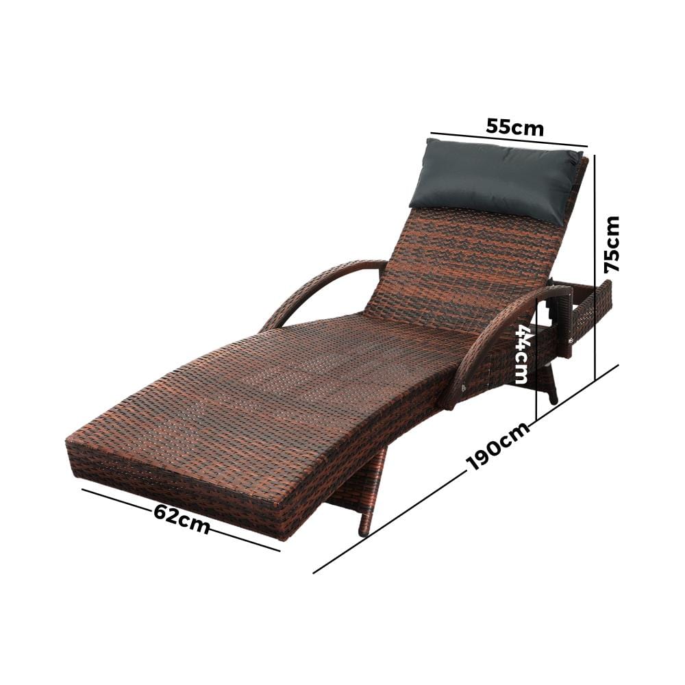 Outdoor Sun Lounger Wicker Lounge Day Bed Sofa Patios Setting Furniture