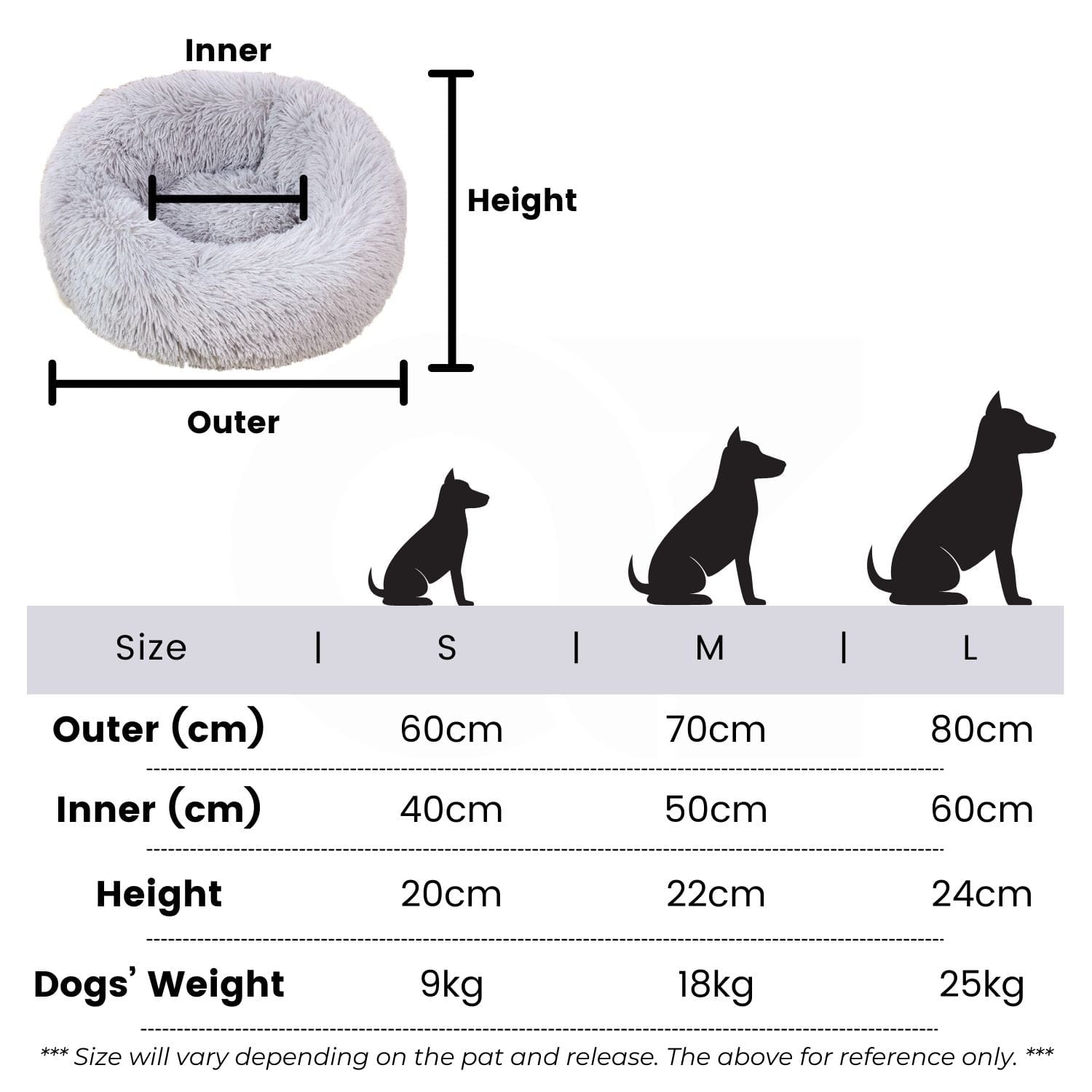 Pet Bed 70cm Grey