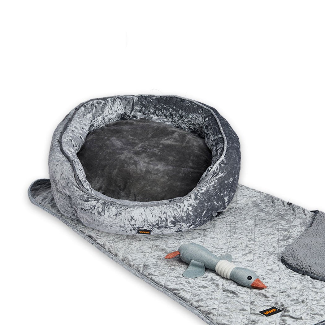 Pet Bed Set Pet Bed Set Dog Cat Quilted Blanket Grey XL