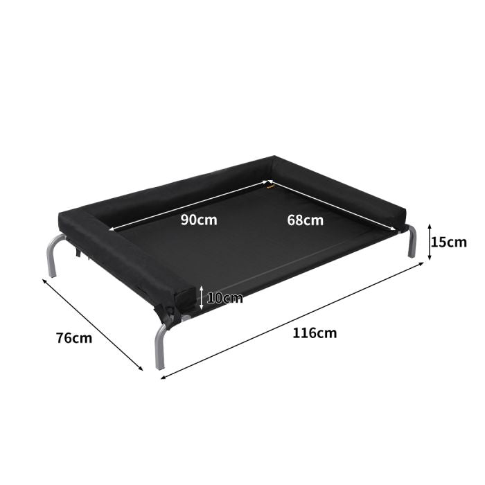 Pet Bed Trampoline Hammock Raised Heavy Duty Black XL