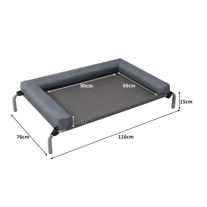 Pet Bed Trampoline Hammock Raised Heavy Duty Grey XL