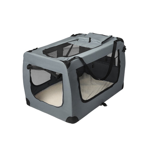 Pet Products Pet Travel Carrier Kennel Folding Soft Sided Dog Crate For Car Cage Large Grey M