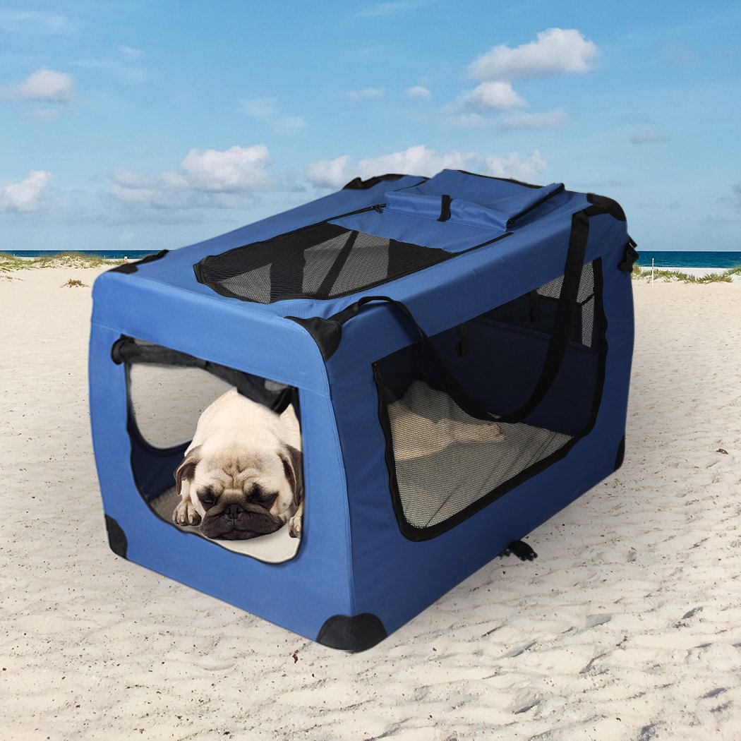 Pet Products Pet Travel Carrier Kennel Folding Soft Sided Dog Crate For Car Cage Large M