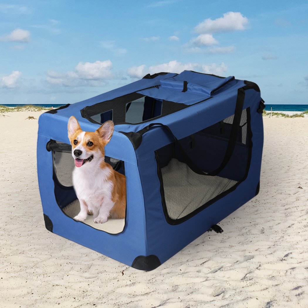 Pet Products Pet Travel Carrier Kennel Folding Soft Sided Dog Crate For Car Cage Large S