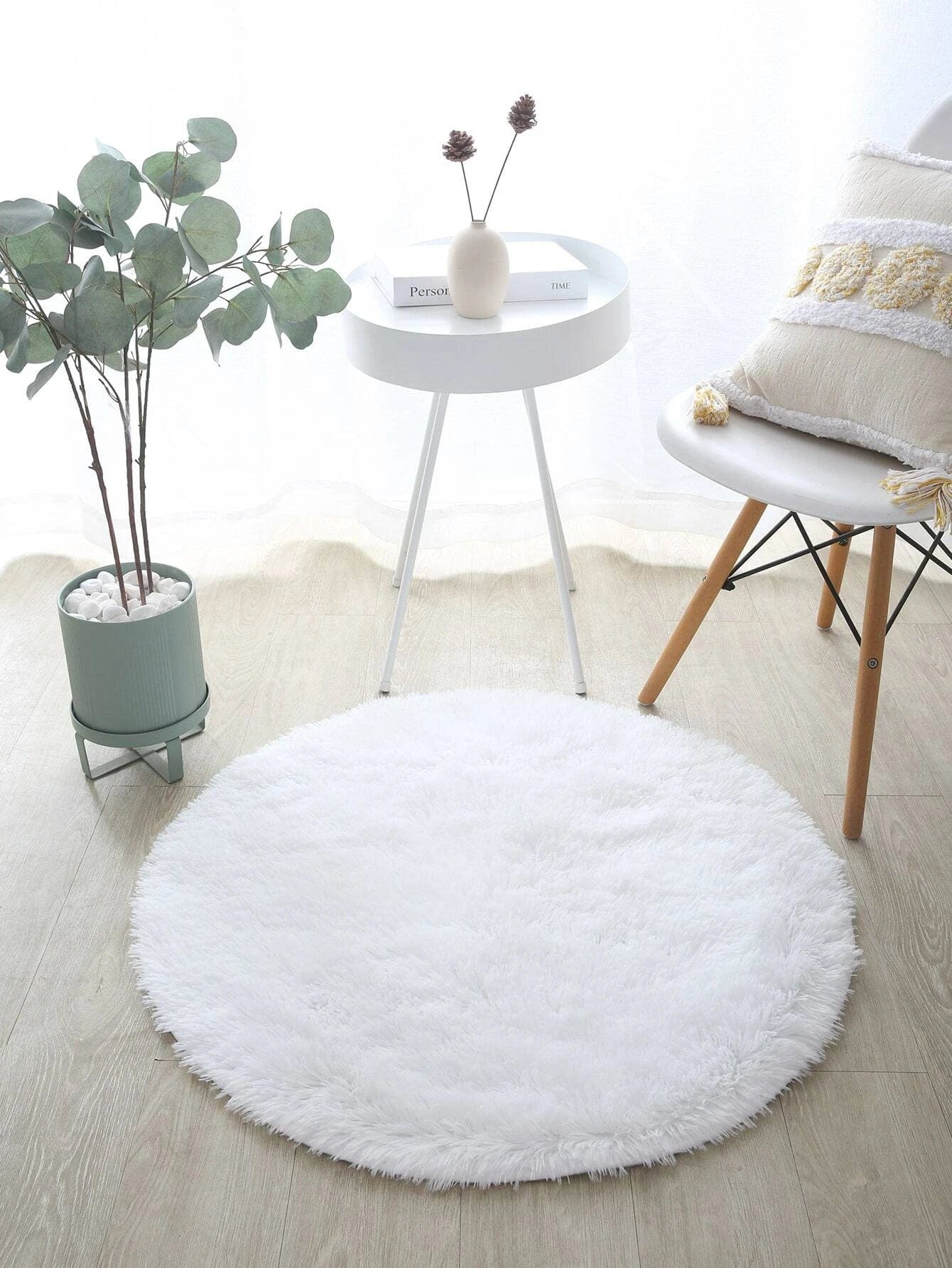 Plain Round Fuzzy Rug