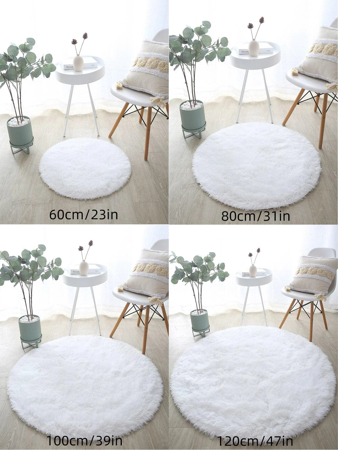 Plain Round Fuzzy Rug