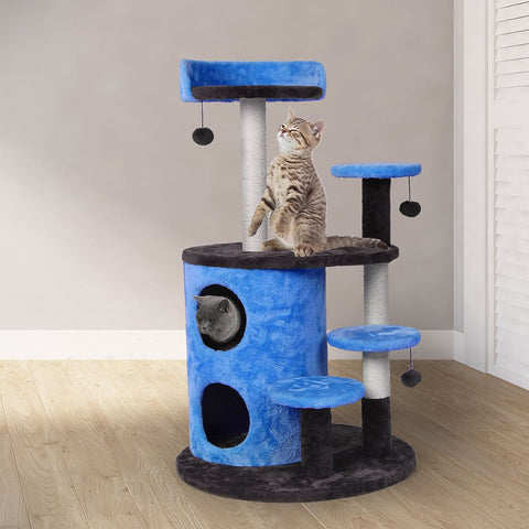 Cat Tree Play Pet Activity Kitty Bed-Blue