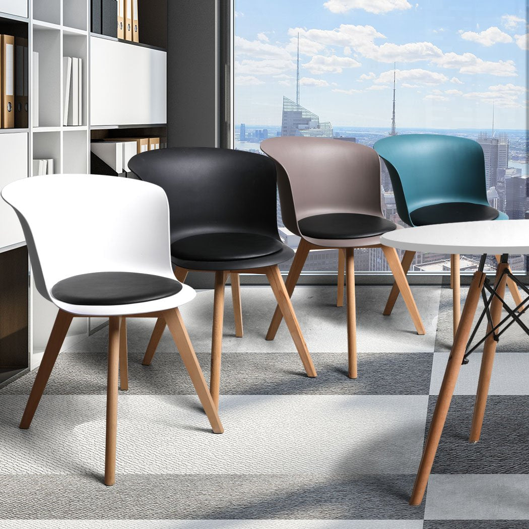 office & study PU Leather 4Pcs Office Meeting Chair Set -Black / White / Brown / Blue