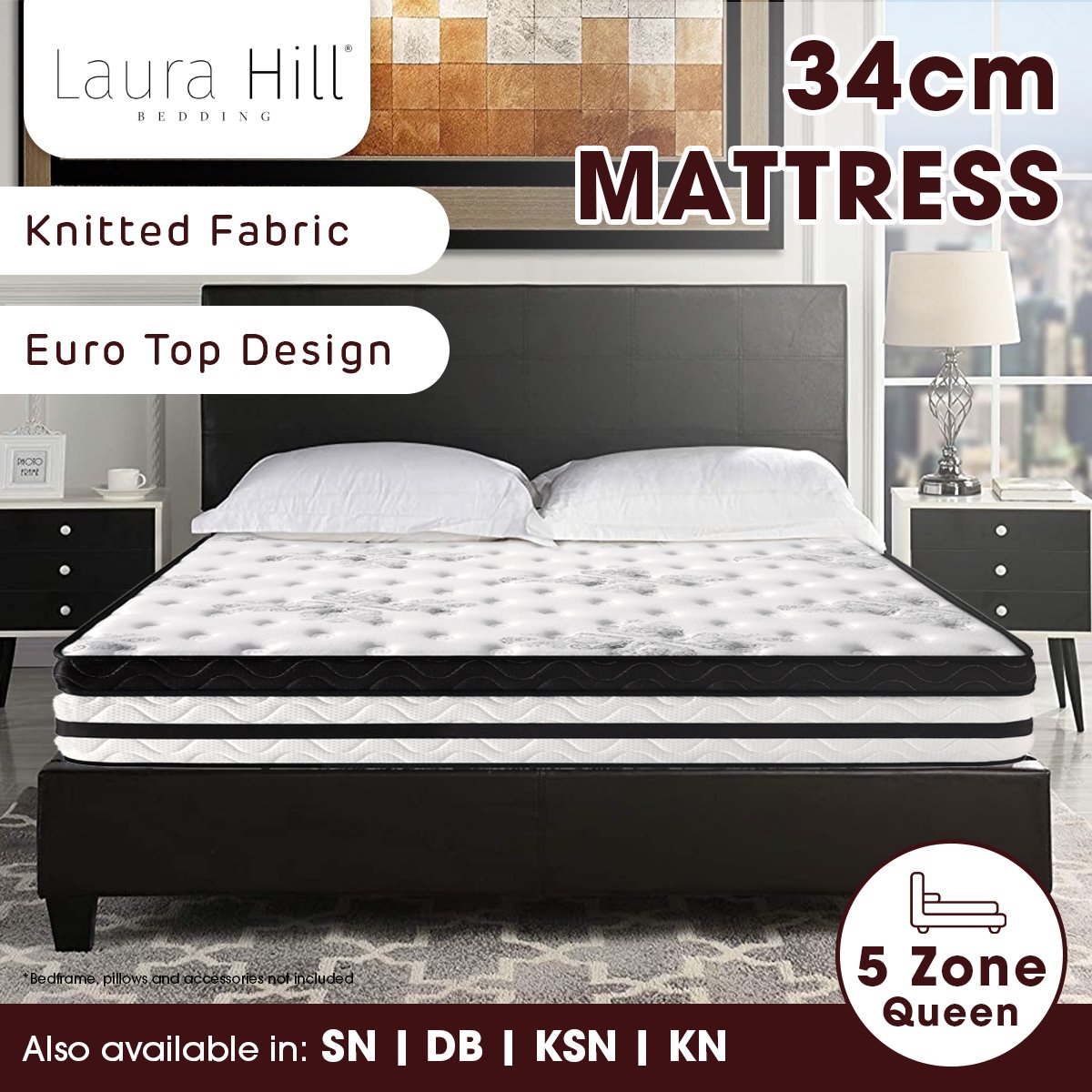 bedding Queen Mattress  with Euro Top - 34cm