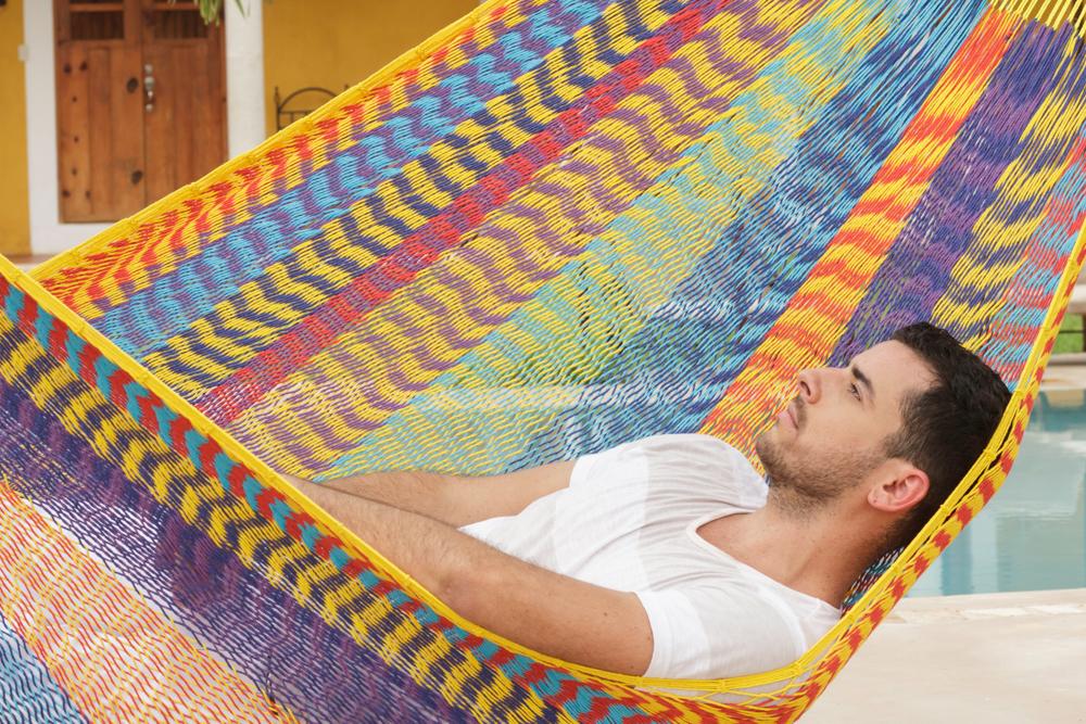 Hammock Queen Size Outoor Cotton Mayan Legacy Mexican Hammock in Confeti