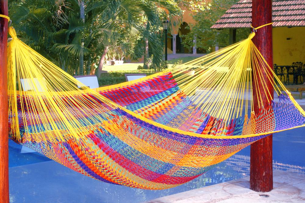 Hammock Queen Size Outoor Cotton Mayan Legacy Mexican Hammock in Confeti