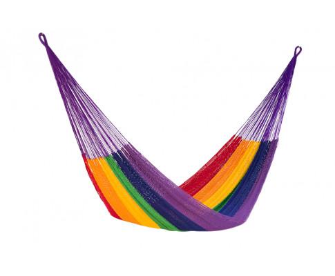 Hammock Queen Size Outdoor Cotton Hammock in Rainbow