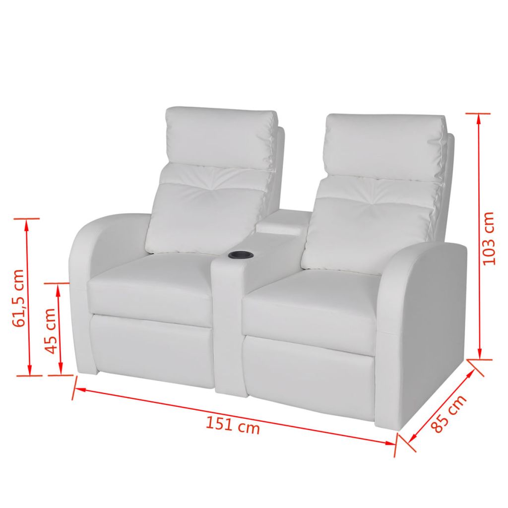 Recliner 2-seat Artificial Leather White