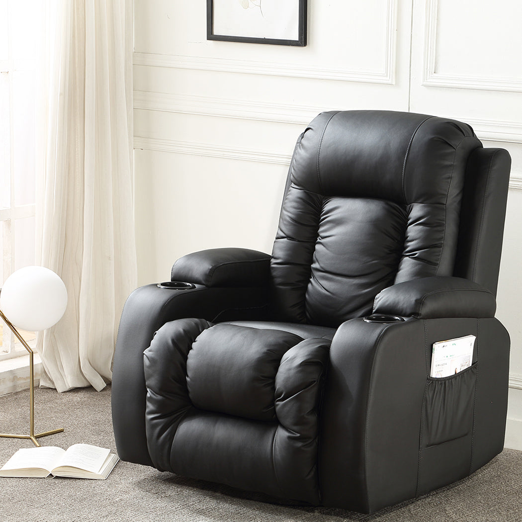 Recliner Massage Lift Chair PU Leather Lounge Sofa Armchair Heated