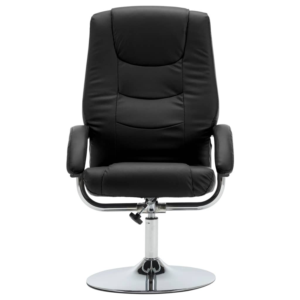 Reclining Chair with Footstool Black Faux Leather