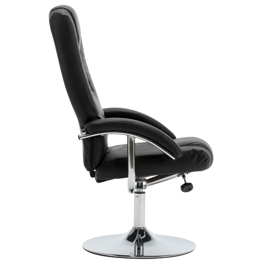 Reclining Chair with Footstool Black Faux Leather