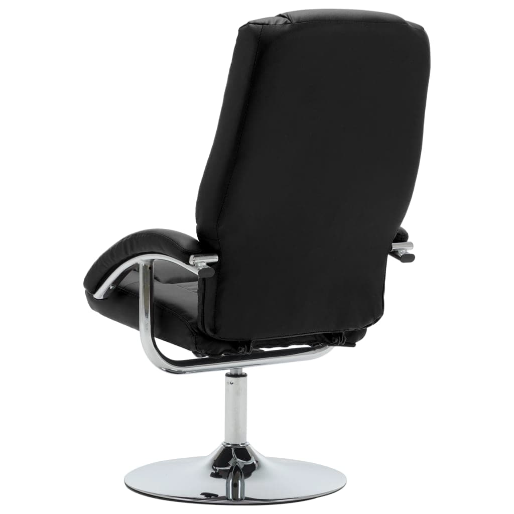 Reclining Chair with Footstool Black Faux Leather