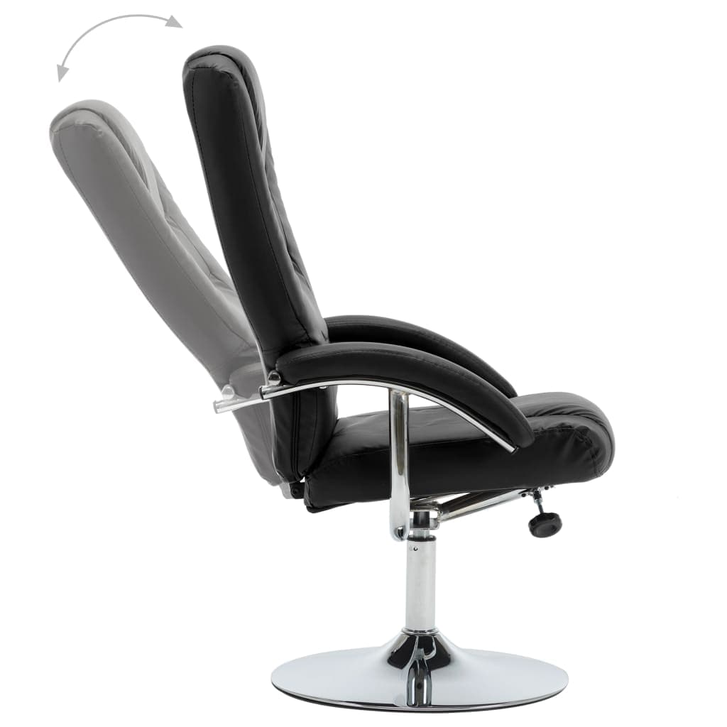 Reclining Chair with Footstool Black Faux Leather