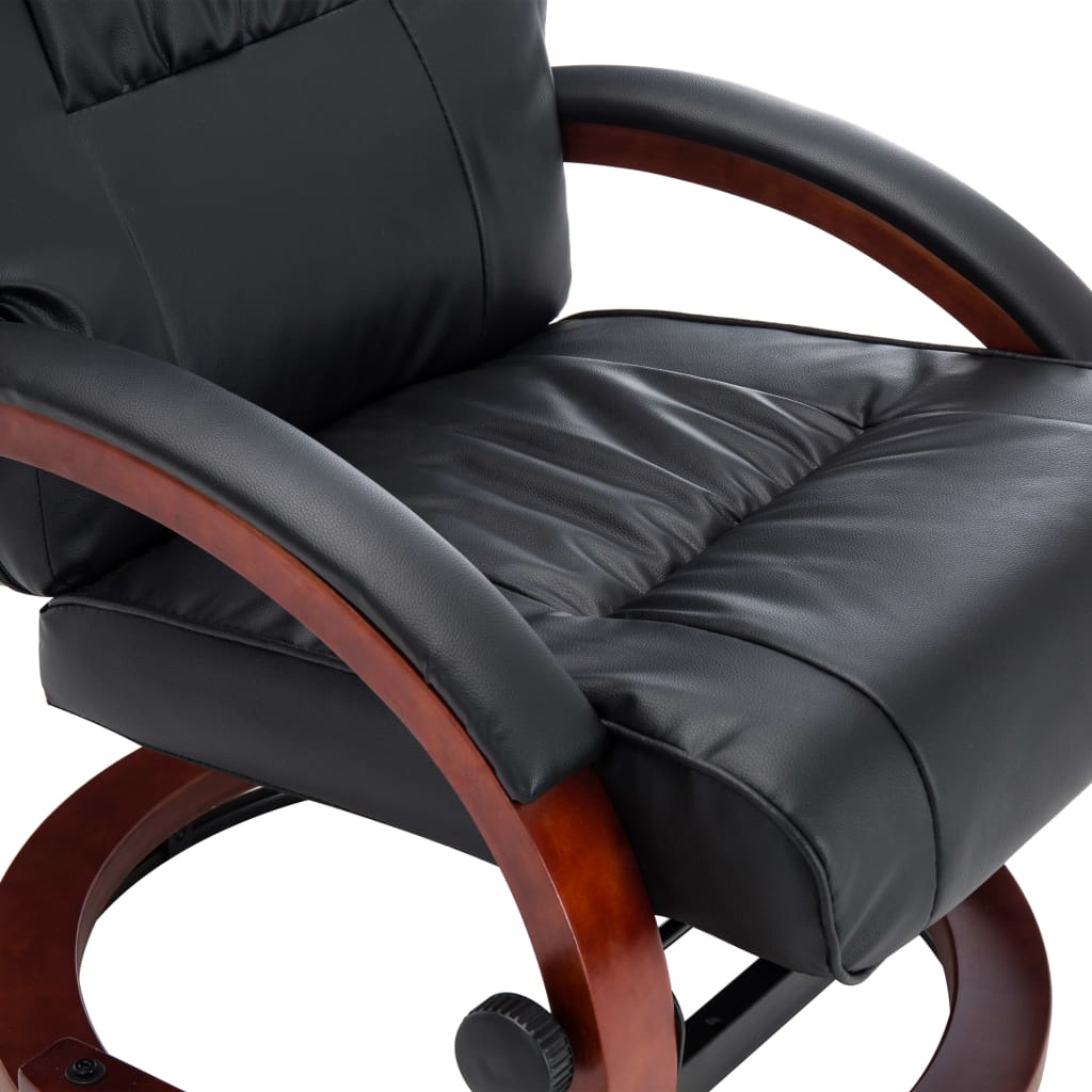 Reclining Chair with Footstool Black Leather