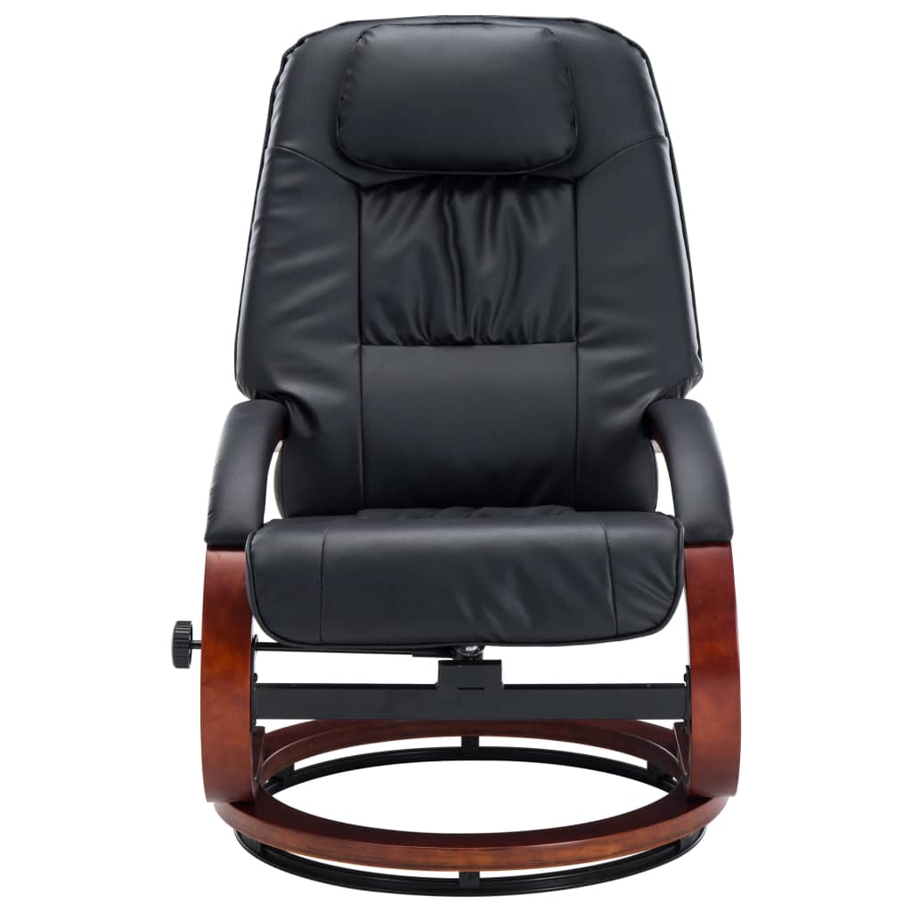 Reclining Chair with Footstool Black Leather