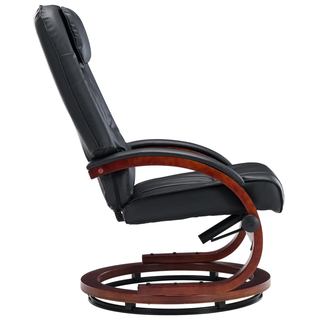 Reclining Chair with Footstool Black Leather