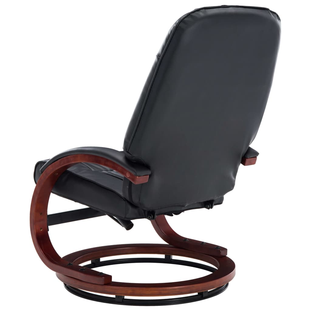 Reclining Chair with Footstool Black Leather