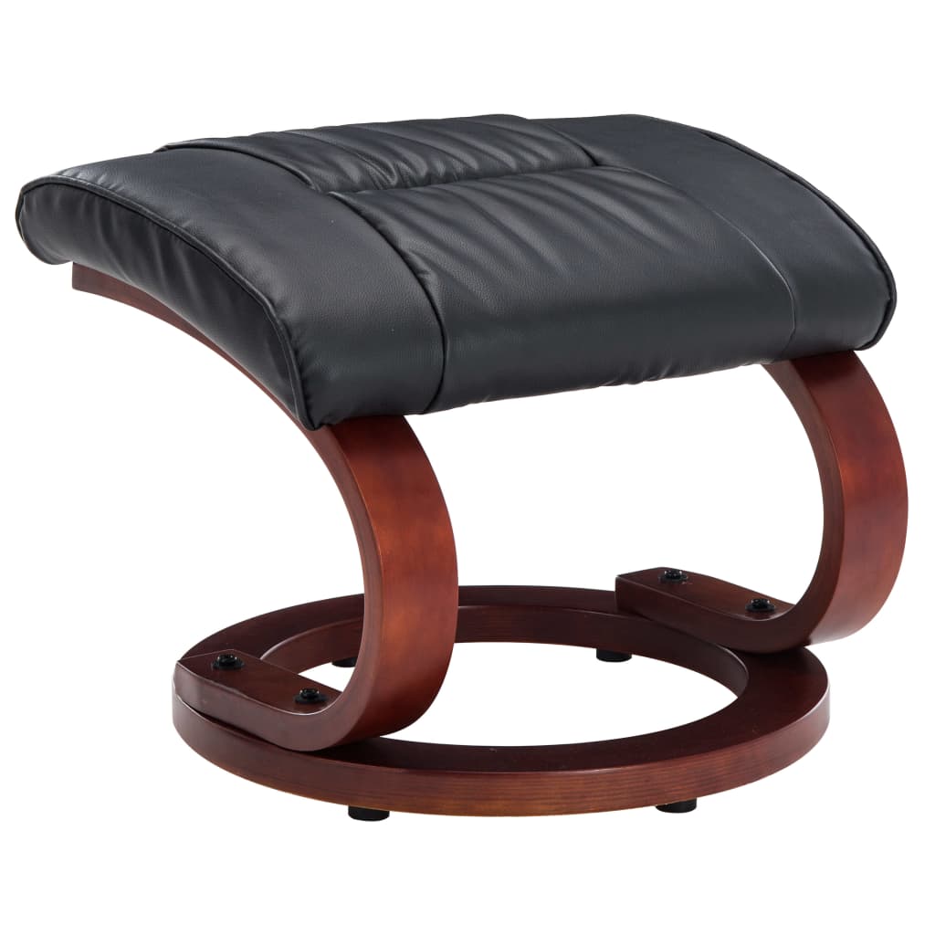 Reclining Chair with Footstool Black Leather