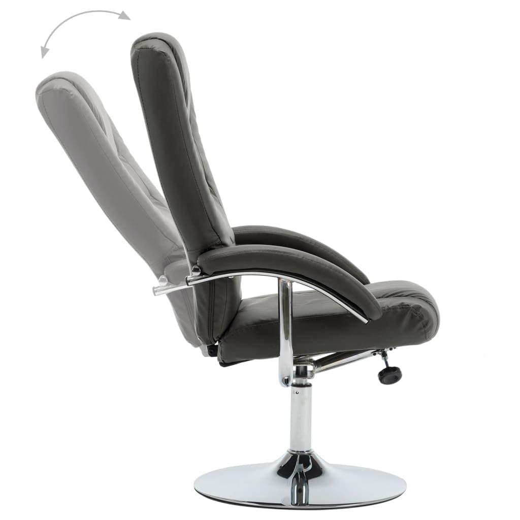 Reclining Chair with Footstool Grey Faux Leather