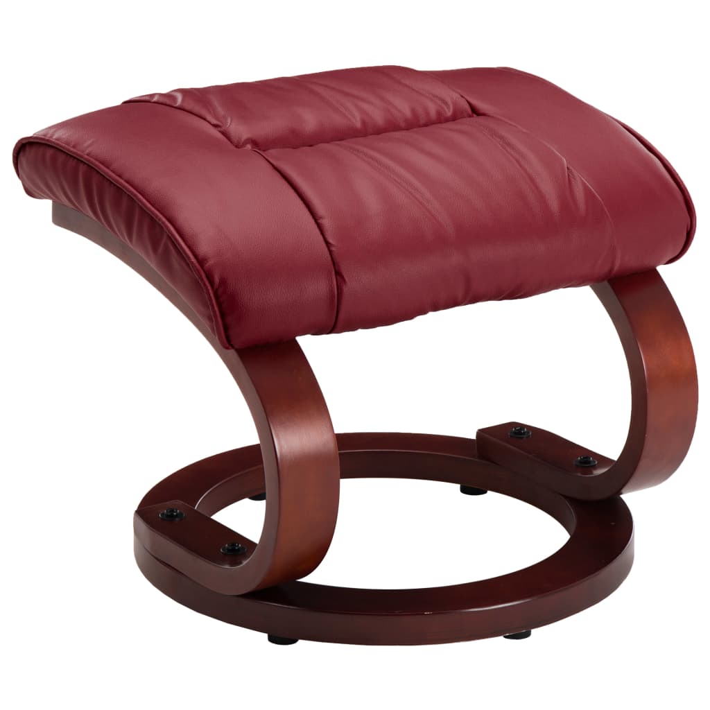 Reclining Chair with Footstool Wine Red Leather