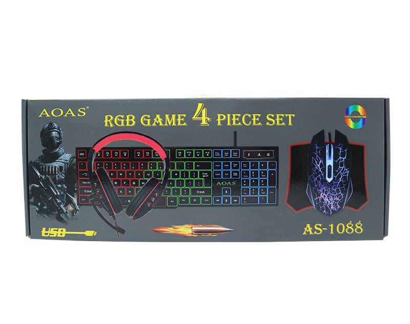 Rgb Four Piece Gaming Set Keyboard Mouse Pad Headphones S750