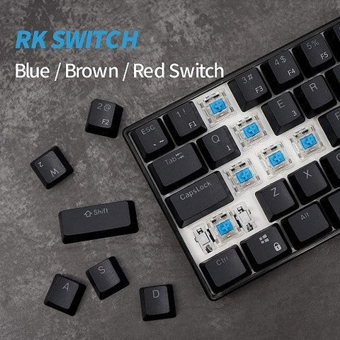 RK61 Wired Dual Mode Hot Swappable Mechanical Keyboard Black (Red Switch)