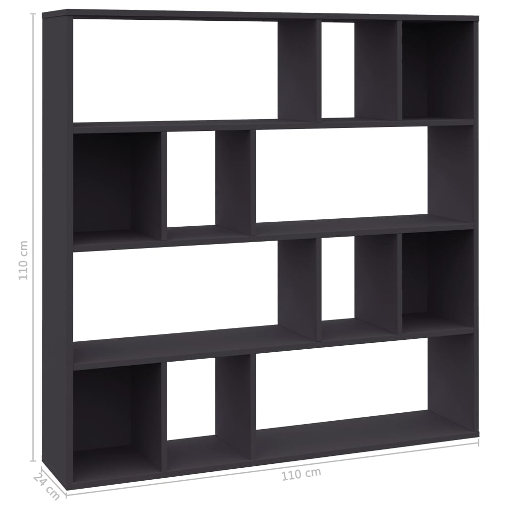 Room Divider/Book Cabinet Grey 110x24x110 cm Chipboard