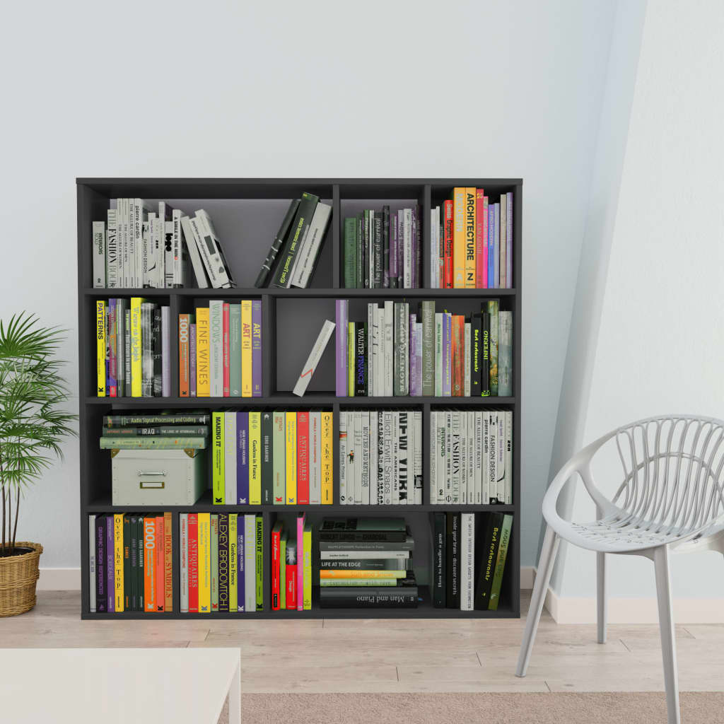 Room Divider/Book Cabinet High Gloss Black 110x24x110 cm Chipboard