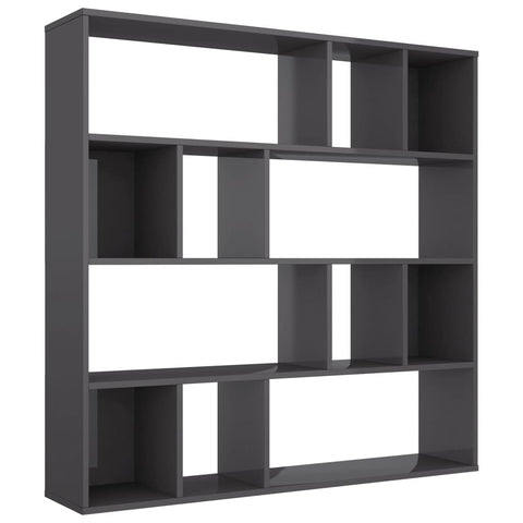 Room Divider/Book Cabinet High Gloss Grey Chipboard