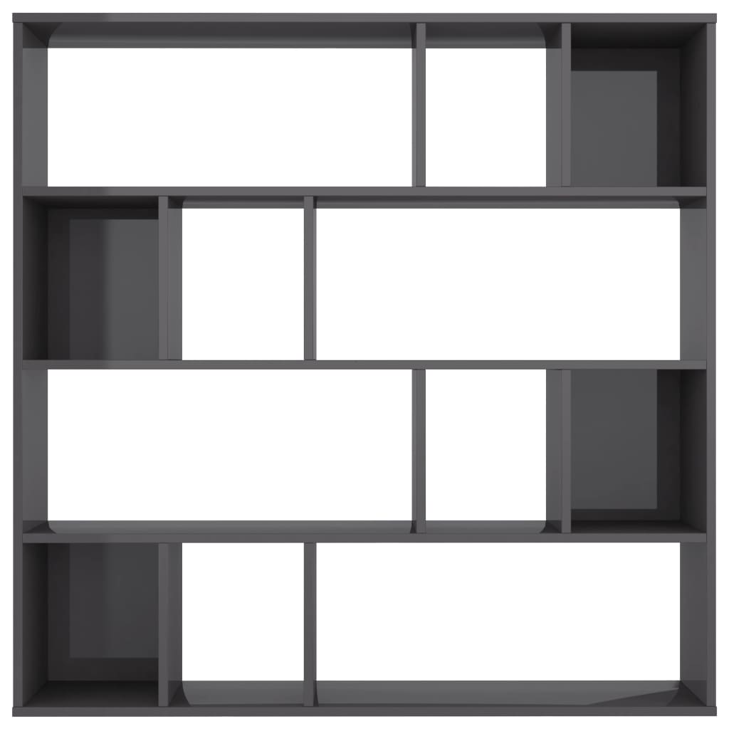 Room Divider/Book Cabinet High Gloss Grey 110x24x110 cm Chipboard