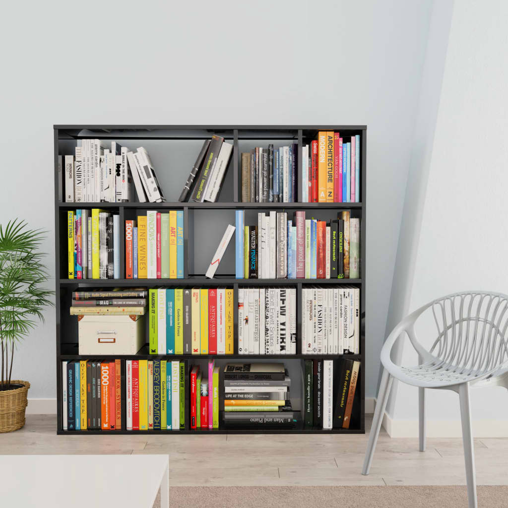 Room Divider/Book Cabinet High Gloss Grey 110x24x110 cm Chipboard