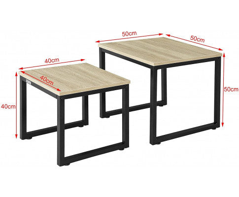 Set of 2 Modern Coffee Tables with Wood top panel