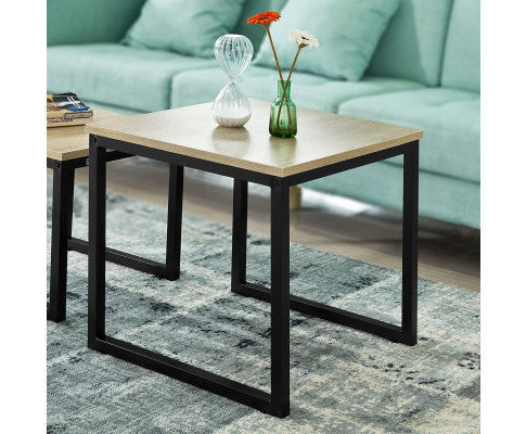 Set of 2 Modern Coffee Tables with Wood top panel