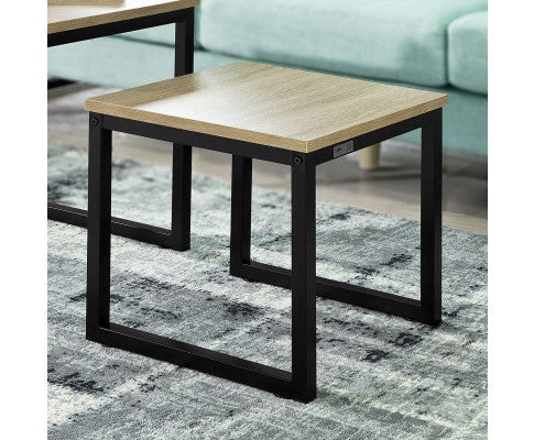 Set of 2 Modern Coffee Tables with Wood top panel