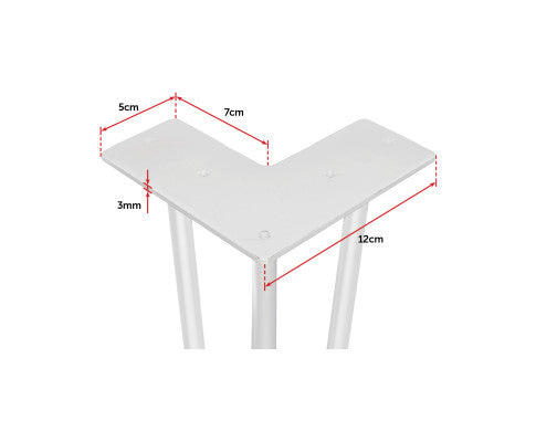 Set of 4 Industrial 3 - Rod Retro Table Legs 12mm- 41cm White/Black