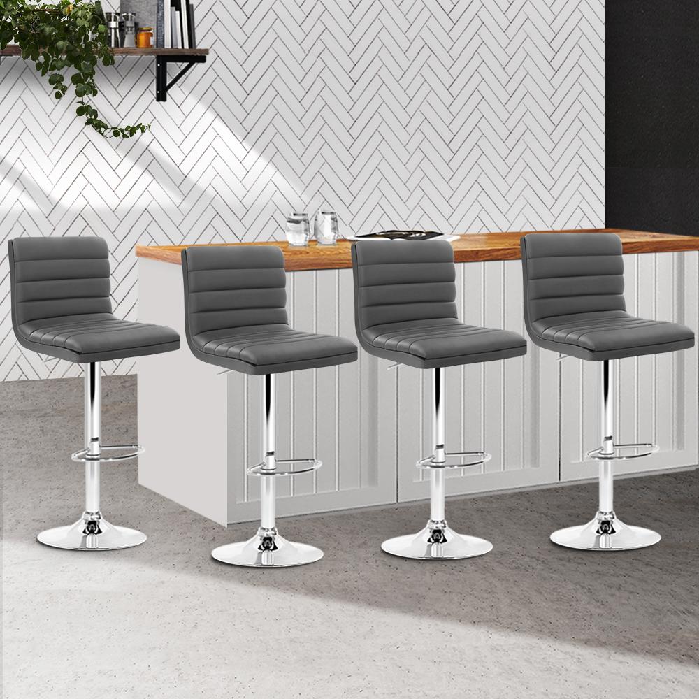 early sale simpledeal set of 4 PU Leather Bar Stools Gas Lift Grey