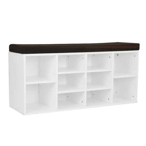 indoor furniture Shoe Rack Cabinet Organiser Brown Cushion - 104 x 30 x 45 - White