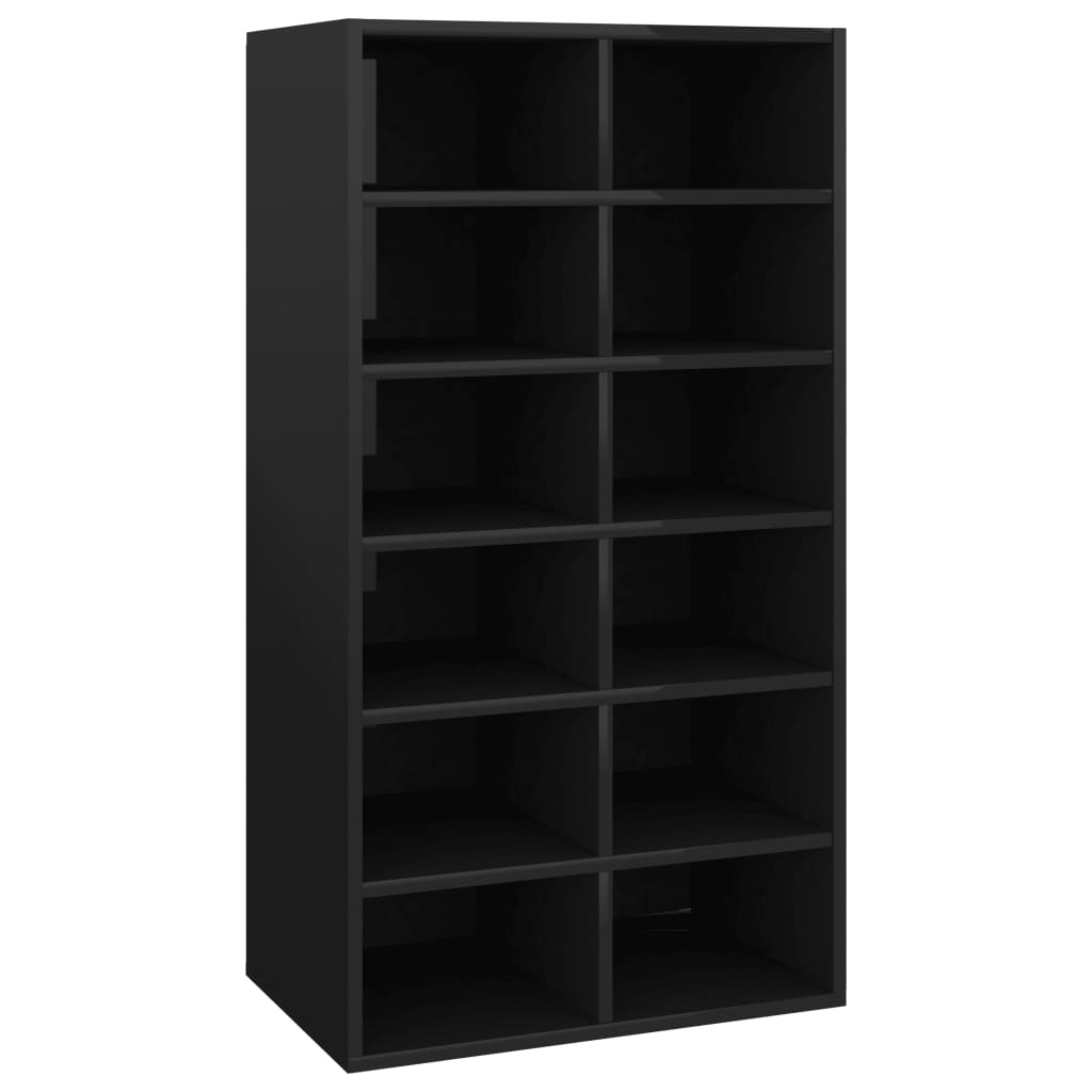 Shoe Rack High Gloss Black 54x34x100 cm Chipboard