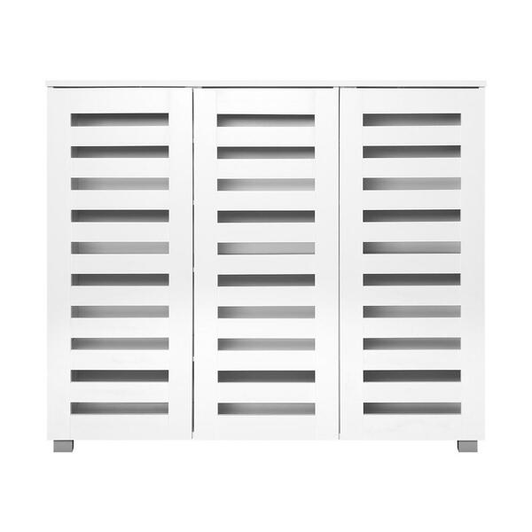 Shoes Cabinet Shoe Storage Rack Organiser Shelf 3 Doors 30 Pairs White/Wooden